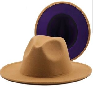 Tan w/Purple bottom Fedora hat
